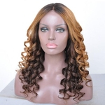 18"Lady's Fashion Wigs Long Curly Big Wave Hair Cosplay Wig Women Sexy Curly Big Spiral Wave Hair(color:Brown Mix Dark Brown)