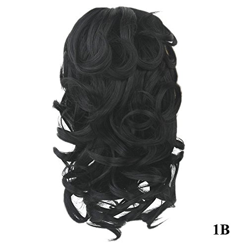 (1B) - Zinsale Short Curly Ponytail Extension Claw Clips Wigs Synthetic Hairpiece (1B)