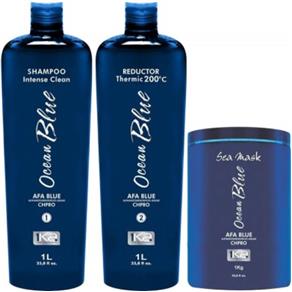 1Ka Escova Progressiva Ocean Blue (Tratamento e Alta Redução de Volume Sem Formol/Linha Ocean Blue) 2L+1kg