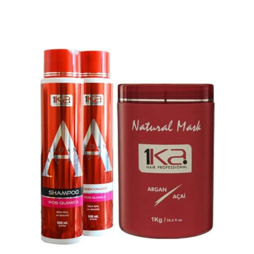 1Ka Shampoo + Condicionado Pós 500ml + 1ka Natural Mask 1kg. - 1Ka Hair Professional