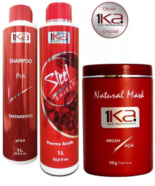 1ka Steel Natural Alis Ativo+shampoo+Creme Natural de 1kg