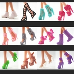 12pairs / SET Assorted forma colorida Sandálias estilo misto sapatos de salto alto boneca Acessórios Roupa