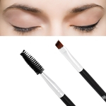 1PC Double End Makeup Bamboo Handle Double Eyebrow Brush + Eyebrow Comb