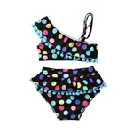 1pc / 2pcs Menina Pontilhada Swimsuit Jumpsuit Ou Peito Wrap & Swim Saia Holiday Beach Outfits Presente