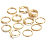 12pcs Knuckle Rings Set, Stylish retro esculpida liga Vários tamanhos anéis de dedo Ajuste para Mulheres Meninas, ouro