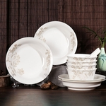 12Pcs/Set Ceramic Tableware Elegant Flower Bowl Plate Spoon Dish Dinnerware Set Tableware set