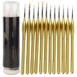 12Pcs Triangular Rod Wood Handle Golden Nylon Hair Painting Brushes Art Drawing Supplies