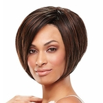 12" Short Straight Dark Brown Wig Synthetic Bob Wig Two Tone Middle Part Cosplay Wigs for Beauty Women