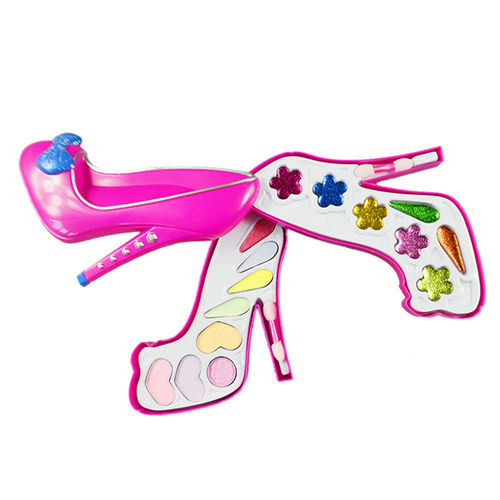 1set Bebê Finja Shoes Brincadeiras Cosméticos Brinquedos de Salto Alto em Forma Make Up Tools Presentes Box Xmas para Meninas