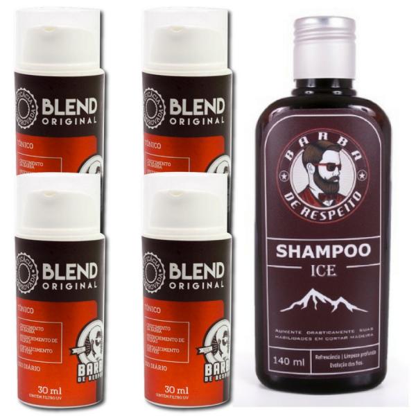 4 Blend Original 30 Ml + Shampoo Ice 140 Ml Barba de Respeito