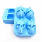 4-Cavity Crânio Ice flexível molde de silicone fácil libertação Realistic Crânio Ice Cube