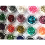 24 Cores / Set Nail Art Decoração Glitter lantejoulas coloridas lindo pó DIY Nails Acessórios