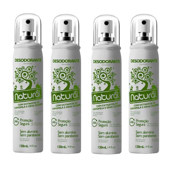 4 Desodorantes Spray Orgânico Natural Camomila Erva Cidreira - Suavetex