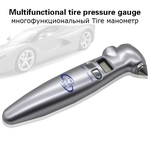 4 em 1 Alta Precisão Digital LCD Auto Car Tire Tire Pressure Gauge Medidor Tester + martelo de emergência + Lanterna Tocha + Cortador
