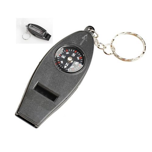 4 em 1 Kits Outdoor Whistle emergência Compass Magnifier Termômetro de sobrevivência