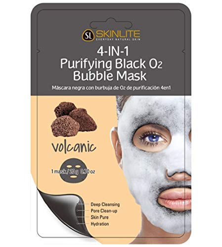 4 IN 1 Máscara Purificante Vulcânica Preta com Bolhas de Oxigênio, Skinlite