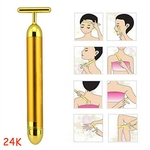 24 K Dourado Elétrico Massageador Facial T-Forma Anti-rugas Vibração Aperte Massagem Fina Maquiagem Rosto Ferramenta de Beleza para As Mulheres Presente