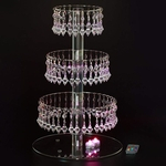 4 Nível de acrílico redondo Cupcake stand Pingente de Cristal LED Festival casamento Lamp carrinho de exposição da cremalheira do bolo Artigos