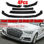 4 PCs Gloss Bumper Bumper Lip Body Kit Spoiler Splitter Para Audi A3 S3 2017-2019