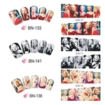 24 pcs Pop Nail Art Slider Completa Wraps Transferência de Água Nail Art Stickers DIY Marilyn Monroe Manicure Folha Decalque