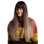 24 "peruca Completa Do Cabelo Sintético Reto Longo Natural Feminino Para Cosplay Diário