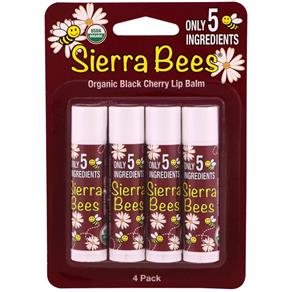 4 Sierra Bees Bálsamos Orgânicos Lábios Cereja Negra 4,25g