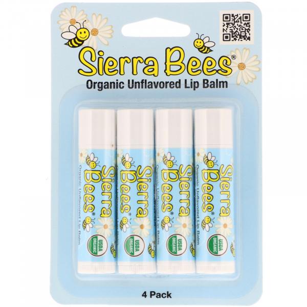 4 Sierra Bees Bálsamos Orgânicos Lábios Tradicional 4,25g