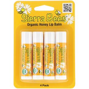 4 Sierra Bees Bálsamos Orgânicos para Lábios Sabor Mel 4,25g