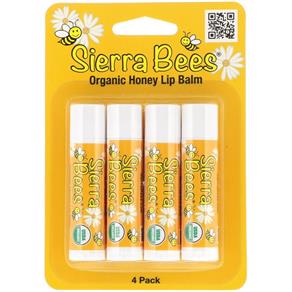 4 Sierra Bees Bálsamos Orgânicos para Lábios Sabor Mel 4,25G
