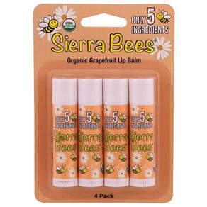 4 Sierra Bees Bálsamos Orgânicos para Lábios Toranja 4,25G