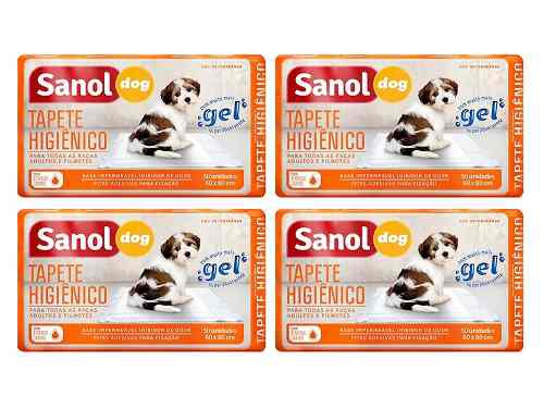 4 Unidades Tapete Higienico para Cachorro Sanol Dog - 80x60cm - 120 Tapetes ao Todo