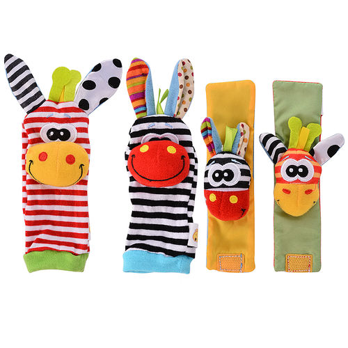 4 x mais novo pulso Mãos chocalhos Pagam localizadores infantil do bebê Soft Toy Developmental por Lanlan