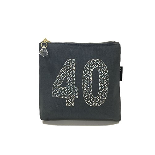 40th Birthday Sparkly Make-up Bag With Crystal Charm