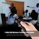 2.4GHz Wireless USB Powerpoint Presentation PPT Flip Pen Pointer Clicker Apresentador com Red Light Controle remoto para professor Professor Professor Scholar