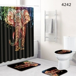 4pcs / conjunto único a impressão de padrões de Banho Shower Curtain Mat Rug Tampa