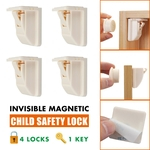 4pcs magnético trava de gaveta armário porta fechaduras criança crianças segurança do bebê + chave