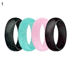 4Pcs Men Women Stylish 5.7mm Silicone Ring Confortável Glitter Band Ornament
