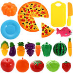 24pcs Plastic Corte Frutas E Vegetais Jogo Com Pizza Jogar Food Set For Pretend Play