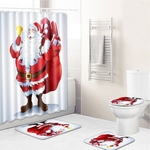 4Pcs / Set Banho Printing Série Natal cortina de chuveiro com antiderrapante Rug Toilet Tampa Tampa Bath Mat