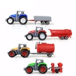 4Pcs / Set Crianças Simulate 1:64 Engenharia Sliding Tractor agrícola Liga Toy Car