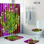 4Pcs / Set lindo Flores IMPRESSÃO Shower Curtain antiderrapante Mat Rug Tampa