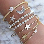 4pcs / set Mulheres Pulseira moda elegante Diamond Star Lua Concise pulseira aberturas