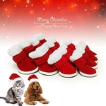 4 pçs / set natal inverno quente antiderrapante adesivo mágico botas sapatos para cão