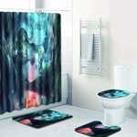 4Pcs / Set Series Seafloor Impressão Tapete de Banho WC Rug Tampa cortina de chuveiro para banho