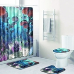 4Pcs / Set Series Seafloor Impressão Tapete de Banho WC Rug Tampa cortina de chuveiro para banho