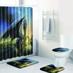 LAR 4Pcs / Set Shower Curtain Único Bath Mat tampa do vaso tapete para banheiro