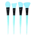4pcs Silicone Máscara escova Rhinestone Handle Escova de Rosto Maquiagem Tool Set (azul)