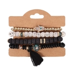 4Pcs Vintage Women Faux Pearl Bodhi Beads Tassel Bracelet Set Declaração De Jóias