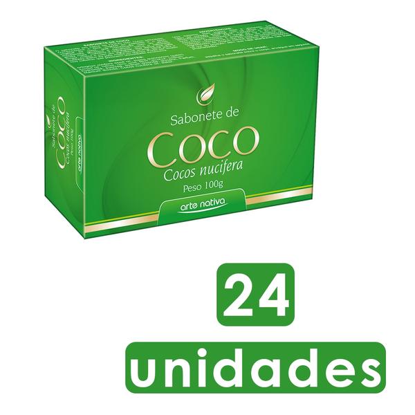 24x Sabonete com Óleo de Coco Base de Óleo Vegetal Palmiste Hidratação Diária da Pele Ressecada 100g - Arte Nativa