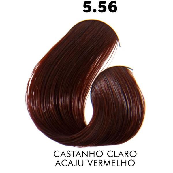 5.56 Castanho Claro Acaju Vermelho Therapy Color Coloração Permanente 60g Sanro Cosméticos